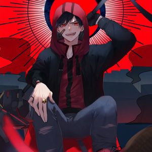 Preview wallpaper guy, smile, anime, art, red