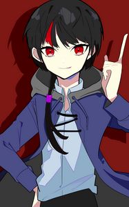 Preview wallpaper guy, smile, gesture, cloak, anime, art