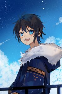 Preview wallpaper guy, smile, jacket, anime