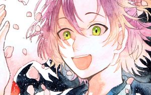 Preview wallpaper guy, smile, kimono, watercolor, anime