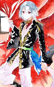 Preview wallpaper guy, smile, snow, watercolor, anime