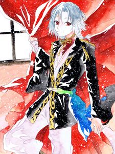 Preview wallpaper guy, smile, snow, watercolor, anime