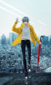 Preview wallpaper guy, smile, umbrella, anime