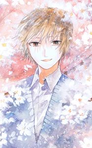 Preview wallpaper guy, smile, watercolor, anime