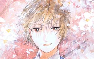 Preview wallpaper guy, smile, watercolor, anime