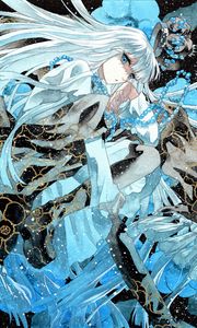 Preview wallpaper guy, snow, watercolor, anime, blue