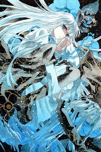 Preview wallpaper guy, snow, watercolor, anime, blue