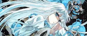 Preview wallpaper guy, snow, watercolor, anime, blue