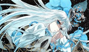 Preview wallpaper guy, snow, watercolor, anime, blue