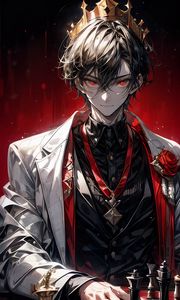 Preview wallpaper guy, suit, chess, rose, anime, art