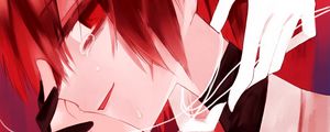 Preview wallpaper guy, tears, glance, hands, anime, red