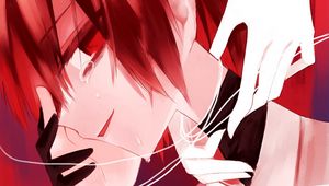 Preview wallpaper guy, tears, glance, hands, anime, red