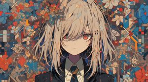 Preview wallpaper guy, tie, suit, flowers, anime