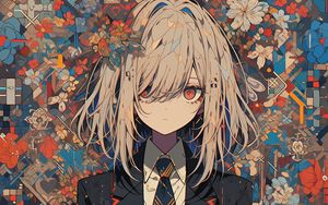 Preview wallpaper guy, tie, suit, flowers, anime