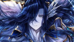 Preview wallpaper guy, warrior, anime, art, blue