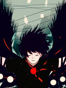 Preview wallpaper guy, wings, anime, black