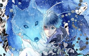 Preview wallpaper guy, wolf, anime, blue