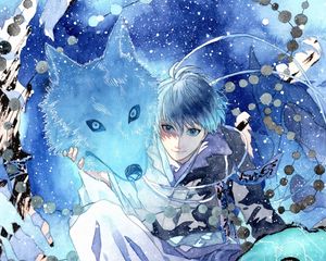 Preview wallpaper guy, wolf, anime, blue