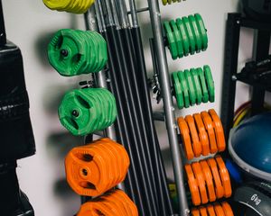 Preview wallpaper gym, dumbbells, barbells, bodybuilding, sports