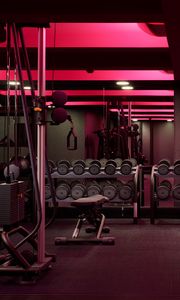 Preview wallpaper gym, dumbbells, inventory, mirror, lights