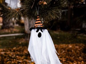 Preview wallpaper halloween, ghost, hat, holiday, autumn