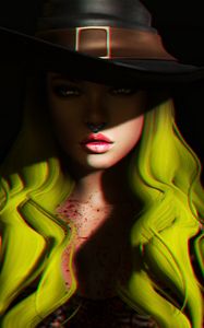 Preview wallpaper halloween, girl, hat, shadow, art