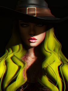 Preview wallpaper halloween, girl, hat, shadow, art