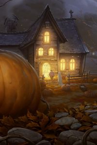 Preview wallpaper halloween, holiday, night, home, light, pumpkin, lantern jack