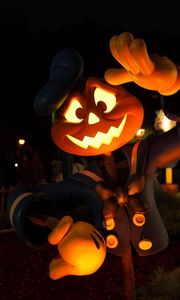 Preview wallpaper halloween, holiday, sailor, pumpkin, lights, greeting