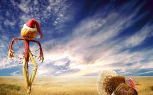 Preview wallpaper halloween, holiday, scarecrow, sky, turkey