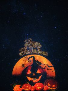 Preview wallpaper halloween, pumpkin, autumn, cat, holiday