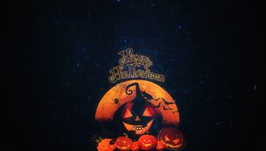 Preview wallpaper halloween, pumpkin, autumn, cat, holiday