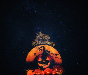 Preview wallpaper halloween, pumpkin, autumn, cat, holiday