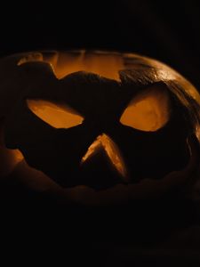 Preview wallpaper halloween, pumpkin, glow, dark