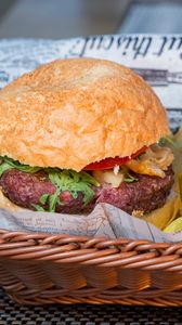 Preview wallpaper hamburger, burger, meat, appetizing