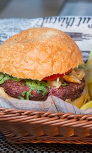 Preview wallpaper hamburger, burger, meat, appetizing