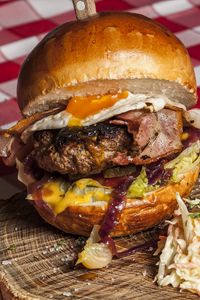 Preview wallpaper hamburger, burger, meat, vegetables