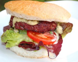 Preview wallpaper hamburger, meat, buns, vegetables