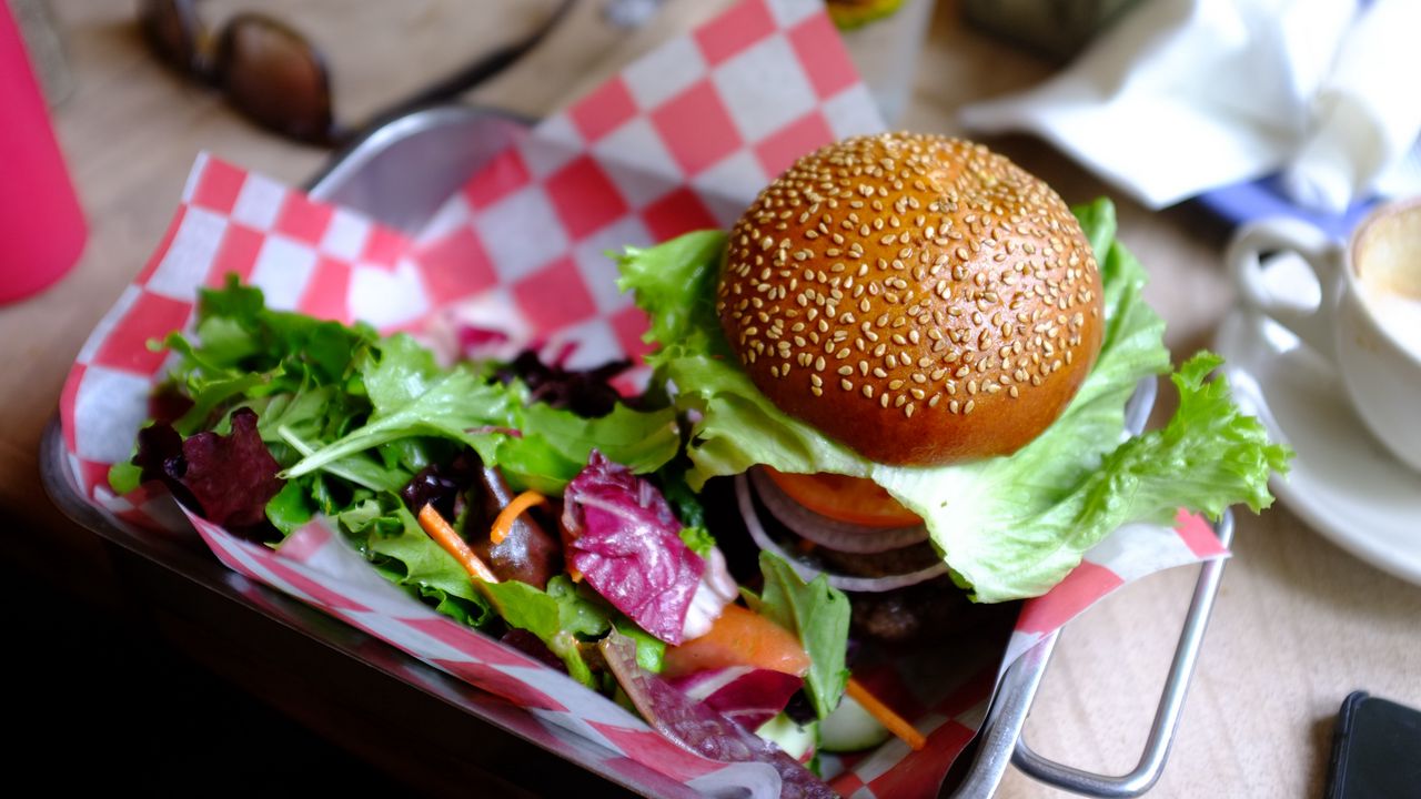 Wallpaper hamburger, vegetables, fast foods