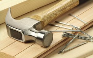 Preview wallpaper hammer, nails, wood