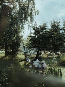 Preview wallpaper hammock, grass, vegetation, nature