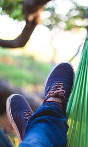 Preview wallpaper hammock, legs, sneakers