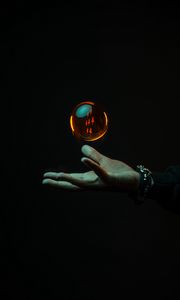 Preview wallpaper hand, ball, dark, black