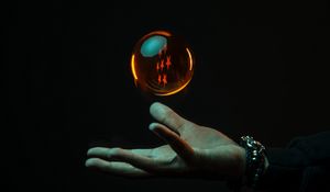Preview wallpaper hand, ball, dark, black