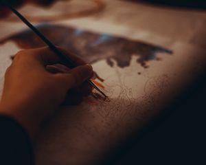Preview wallpaper hand, brush, drawing, art