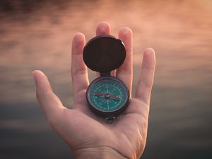 Preview wallpaper hand, compass, travel, cardinal points