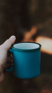 Preview wallpaper hand, cup, blue