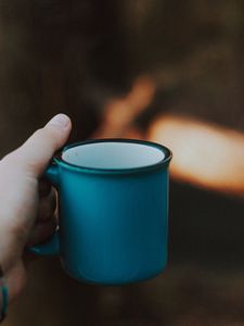 Preview wallpaper hand, cup, blue