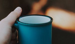Preview wallpaper hand, cup, blue