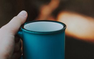 Preview wallpaper hand, cup, blue